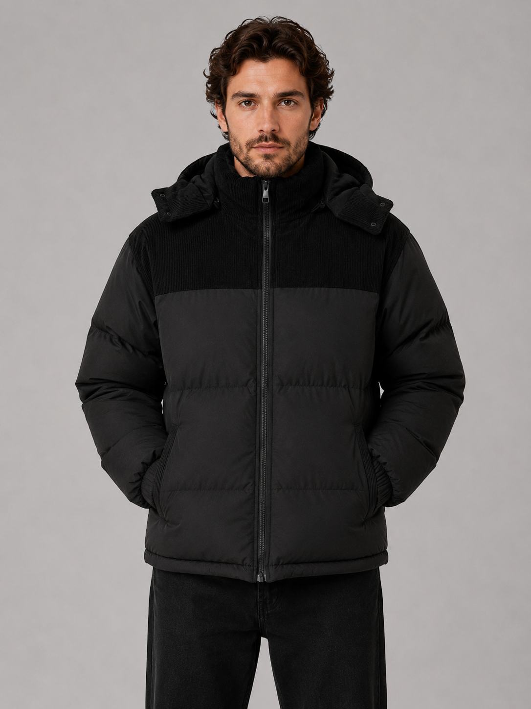 Nathaniel | Hooded Corduroy Puffer Jacket