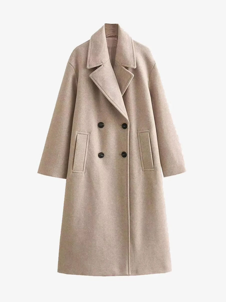 Nerissa longline open-front trench coat, beige