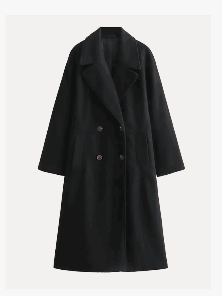 Nerissa longline open-front trench coat, black
