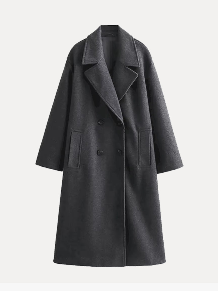 Nerissa longline open-front trench coat, gray