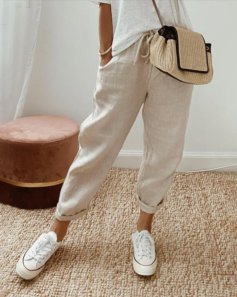 Nora wide leg drawstring trousers - front view
