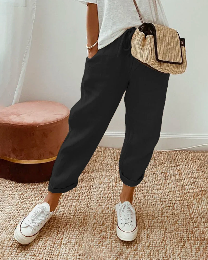 Nora wide leg drawstring trousers - side view