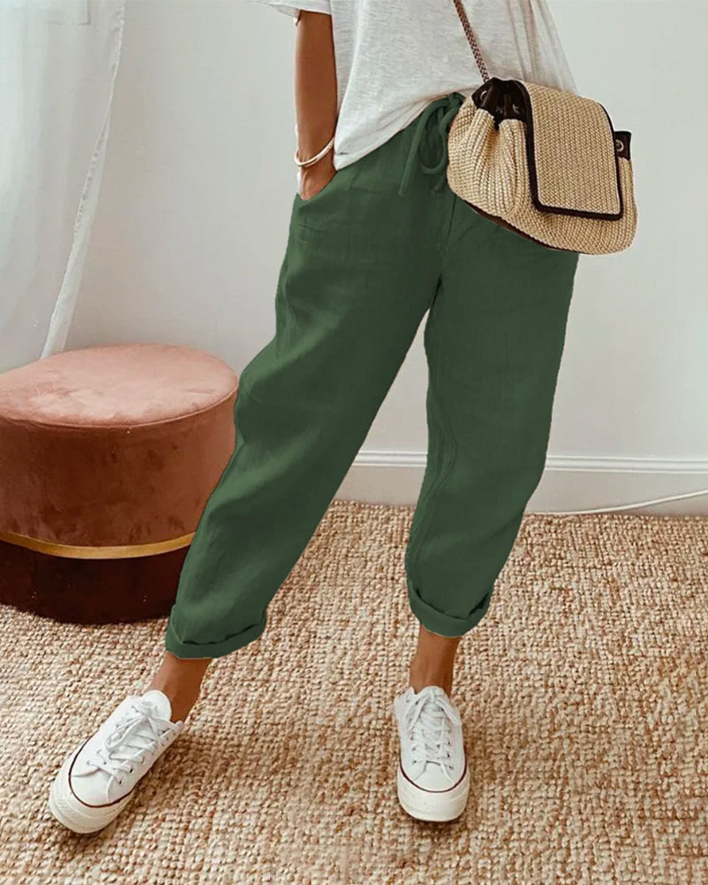 Nora wide leg drawstring trousers - styled outfit
