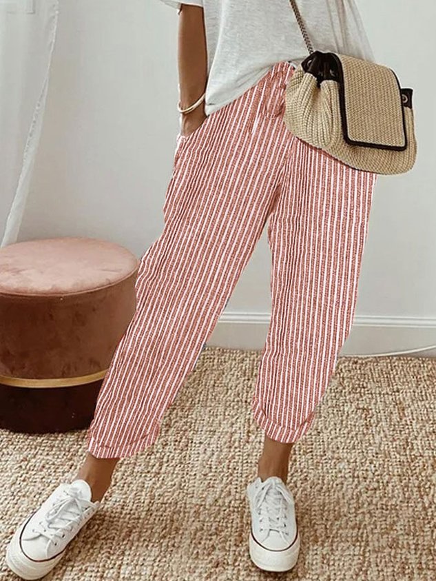 Nora wide leg drawstring trousers - striped colorway