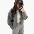 Norah cropped chunky knit cardigan - styled outfit