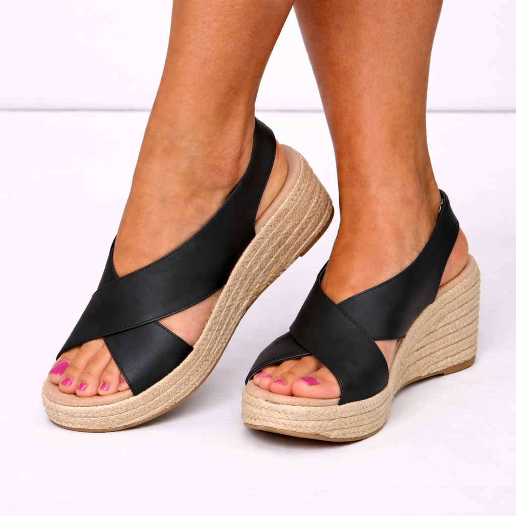 Norma orthopedic espadrille sandals - color Black front