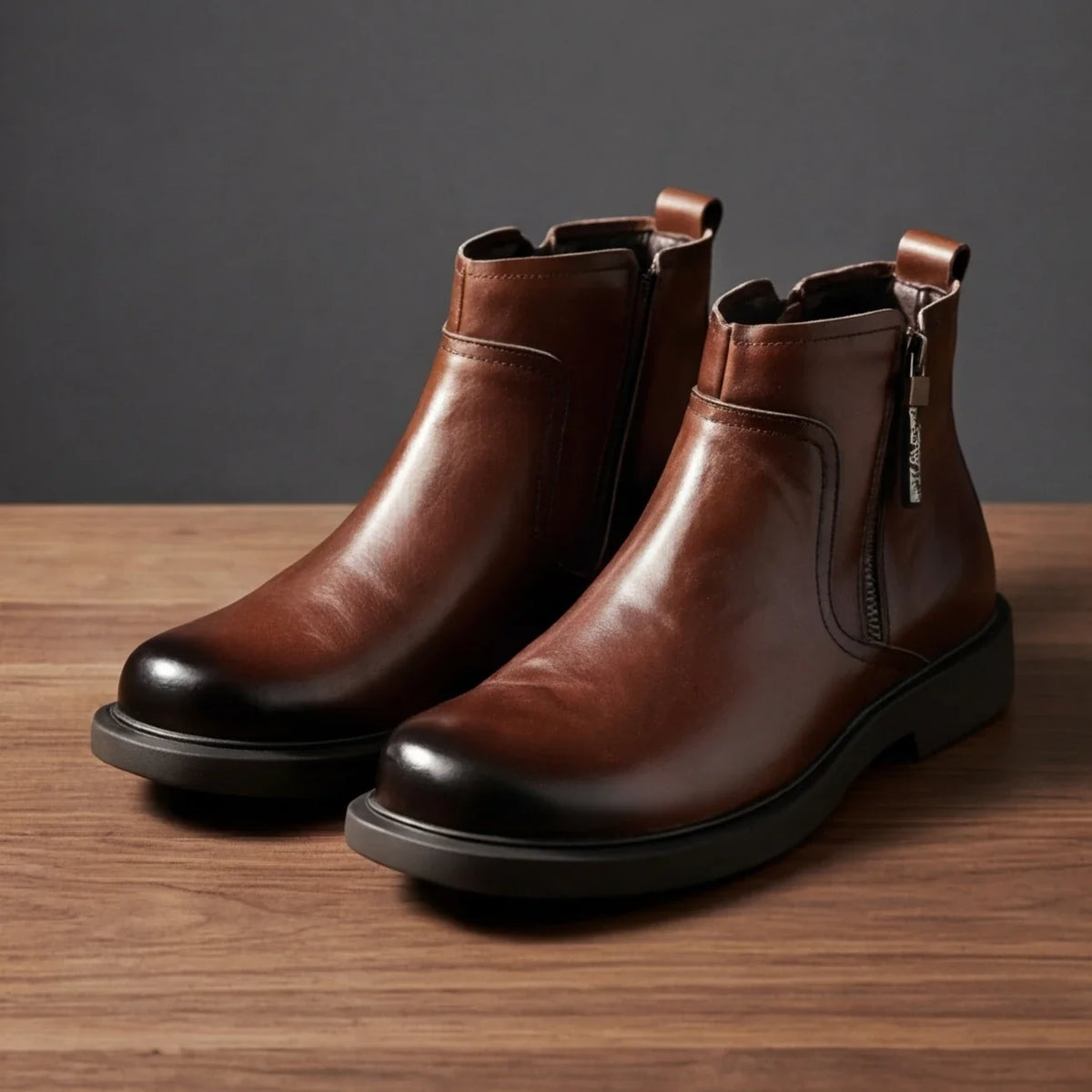Oceane | Genuine Leather Side-Zip Boots