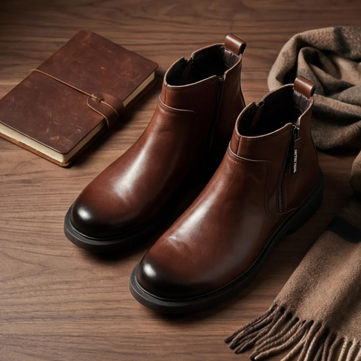 Oceane | Genuine Leather Side-Zip Boots
