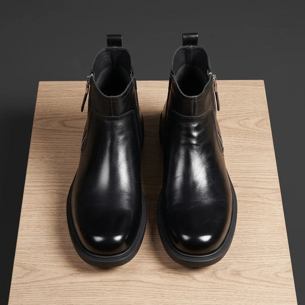 Oceane | Genuine Leather Side-Zip Boots