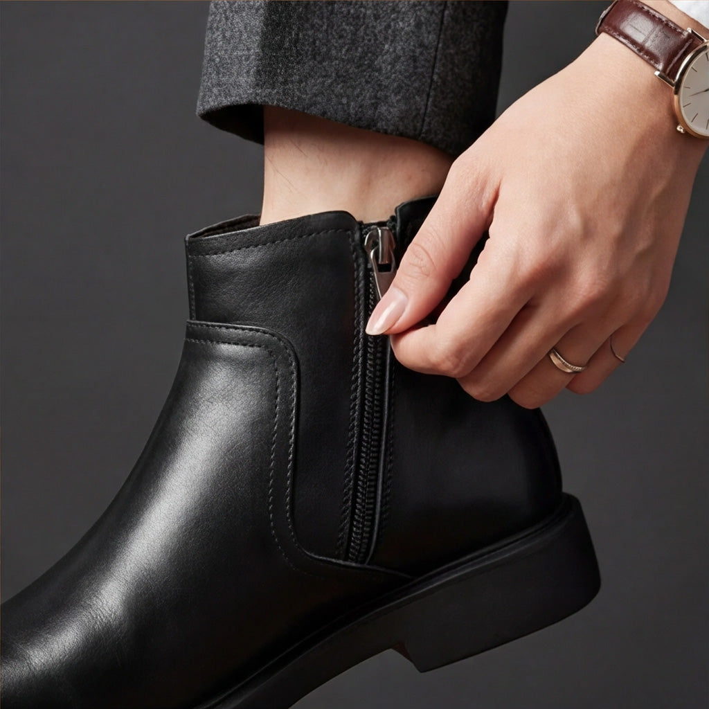 Oceane | Genuine Leather Side-Zip Boots