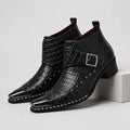 Odalric | Croc-Embossed Leather Monk Strap Boots