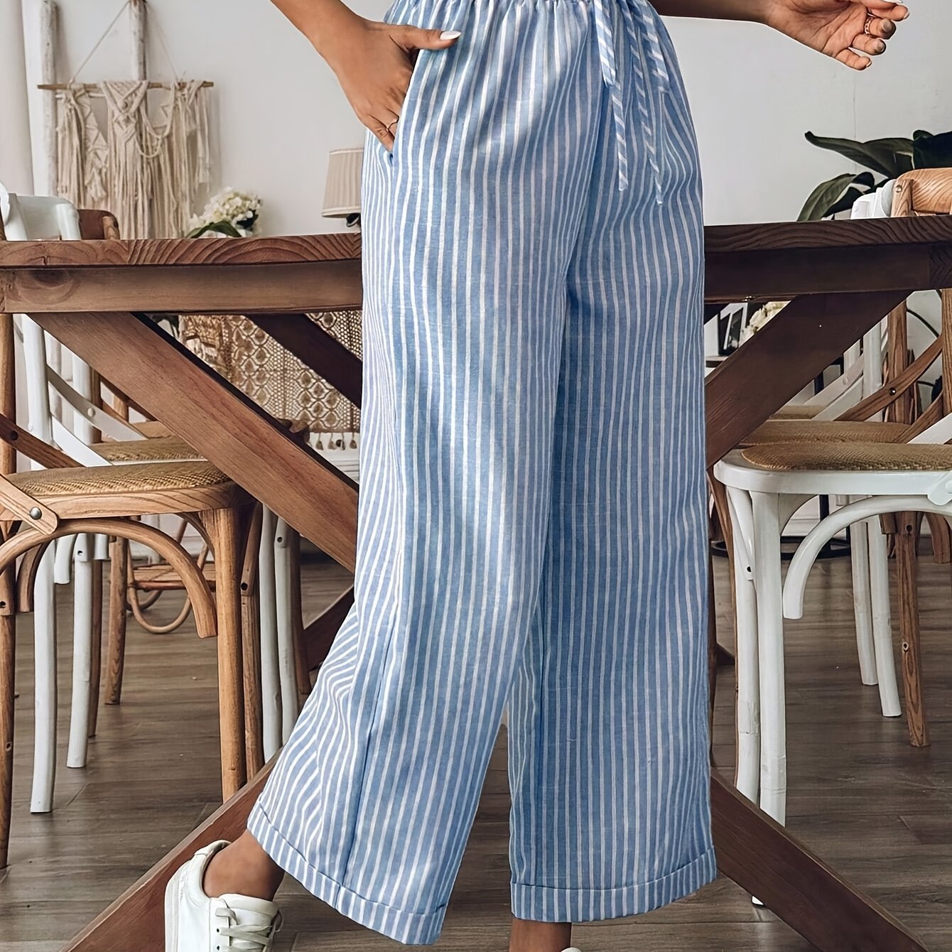Odette striped wide leg trousers - back view