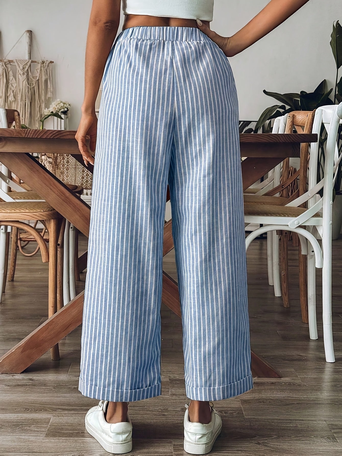 Odette striped wide leg trousers - styled outfit