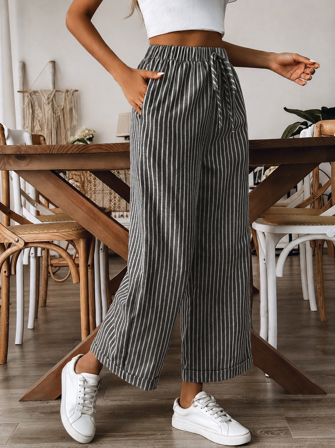 Odette striped wide leg trousers - color options