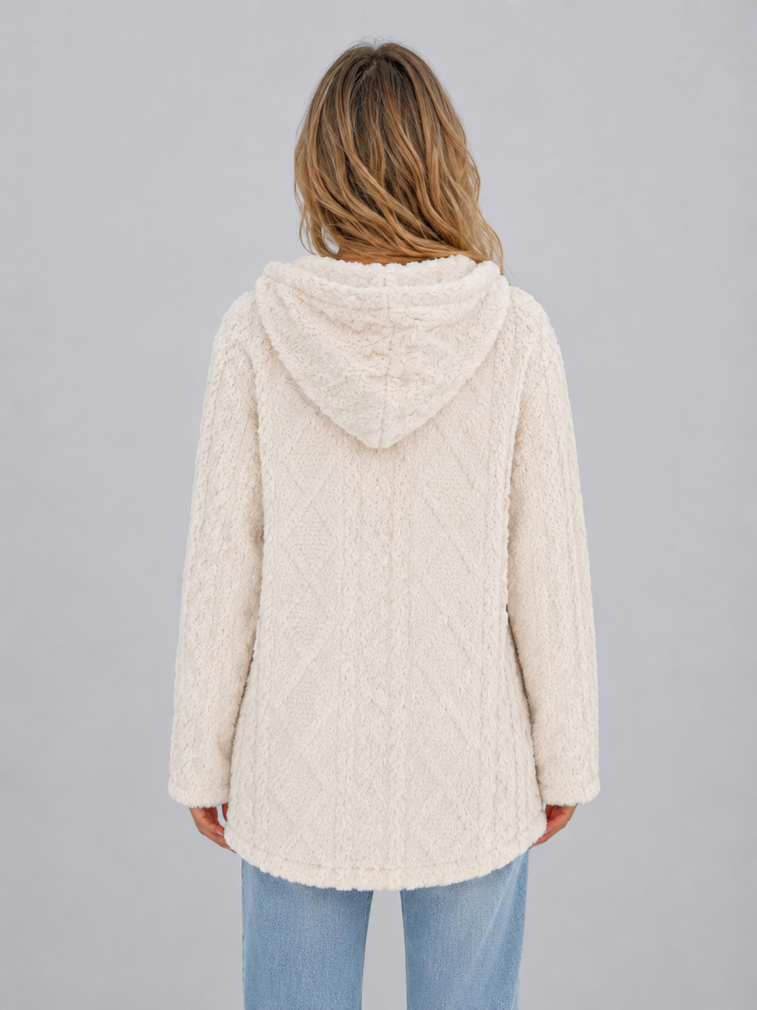 Ondine hooded teddy fleece cardigan - side view