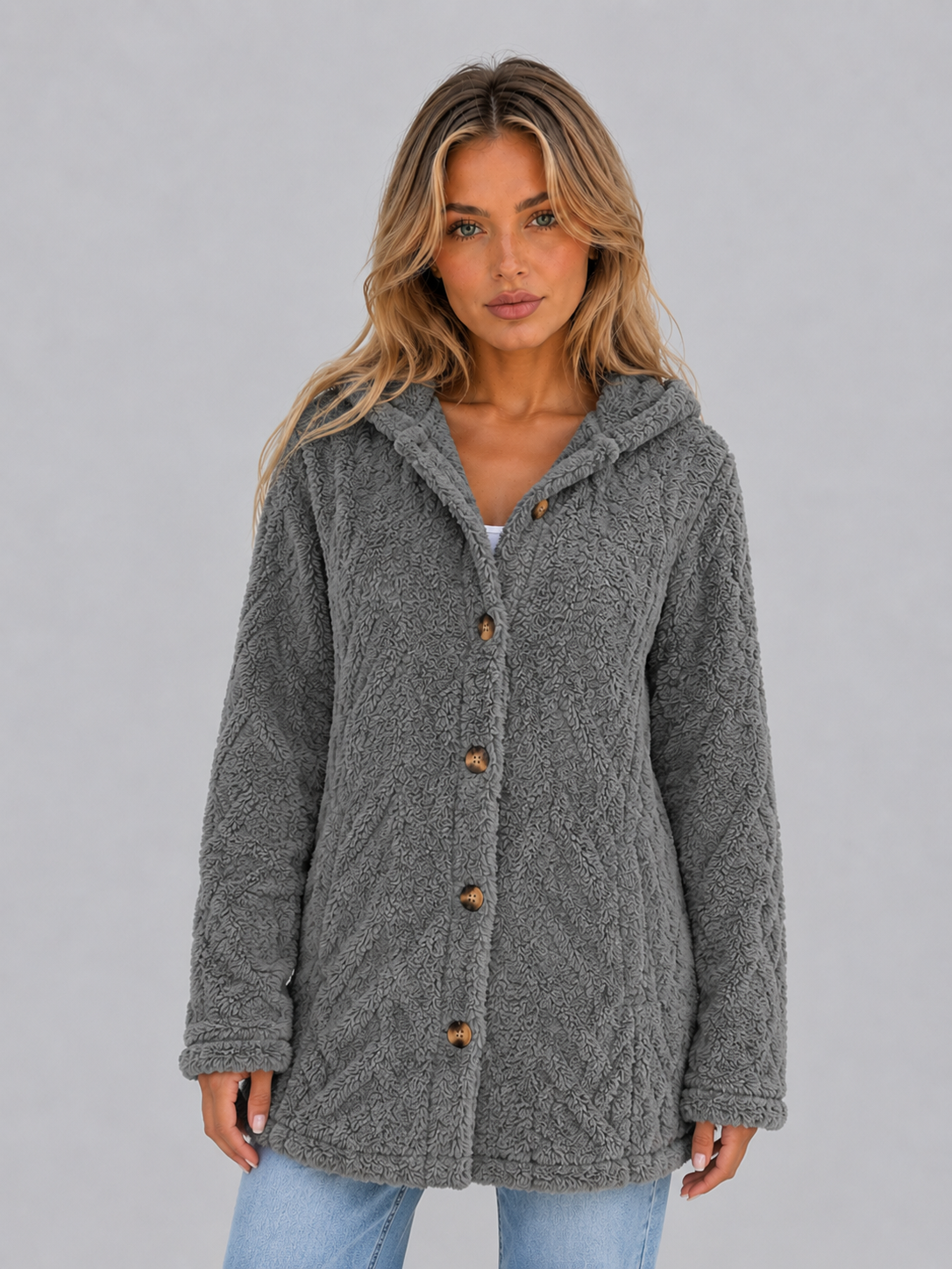 Ondine | Hooded Teddy Fleece Cardigan