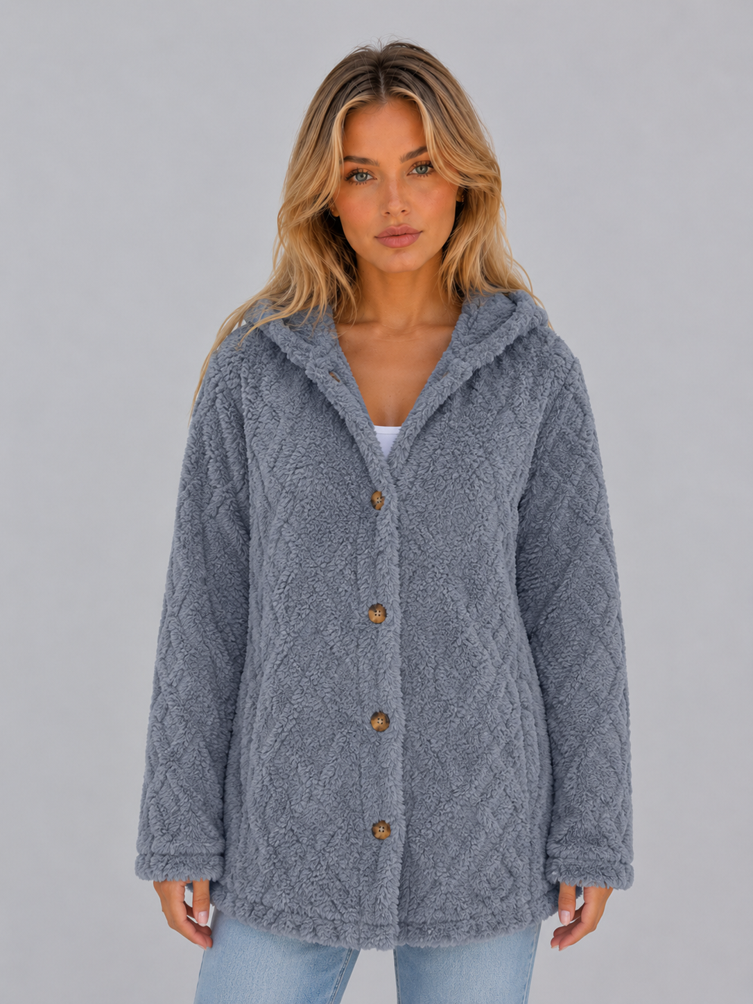 Ondine | Hooded Teddy Fleece Cardigan