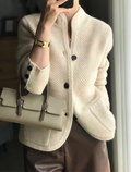 Oriel textured button-front cardigan, beige