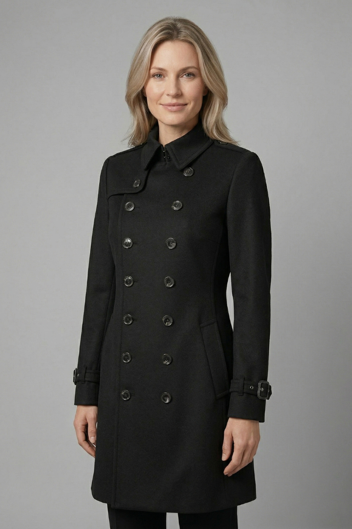 Ottavia coat with double-breasted buttons - close up