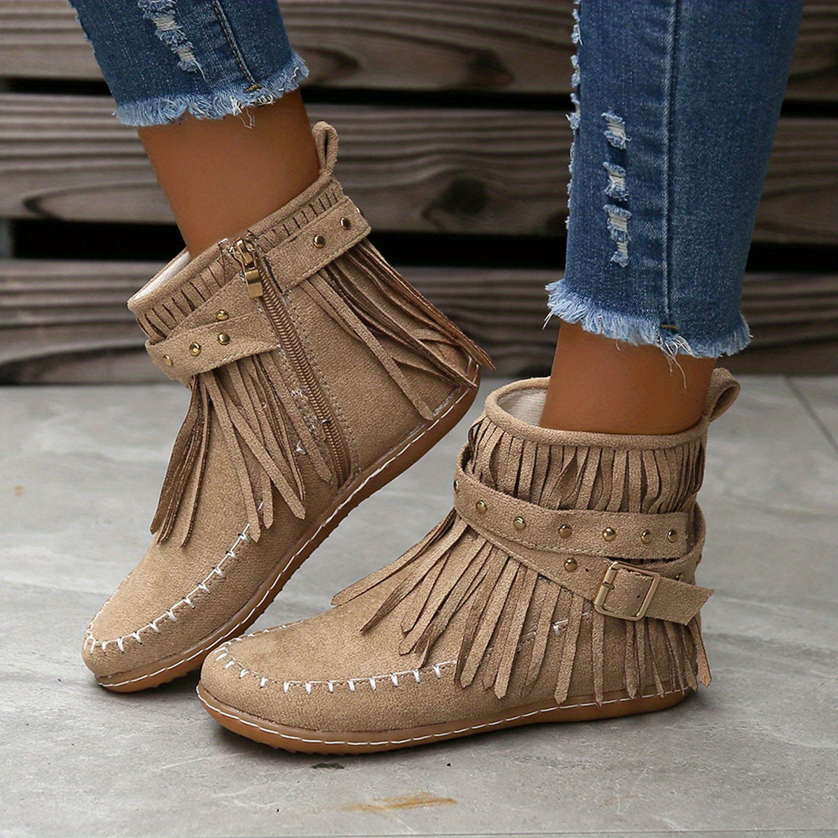 Ottilie | Fringed Western Ankle Boots