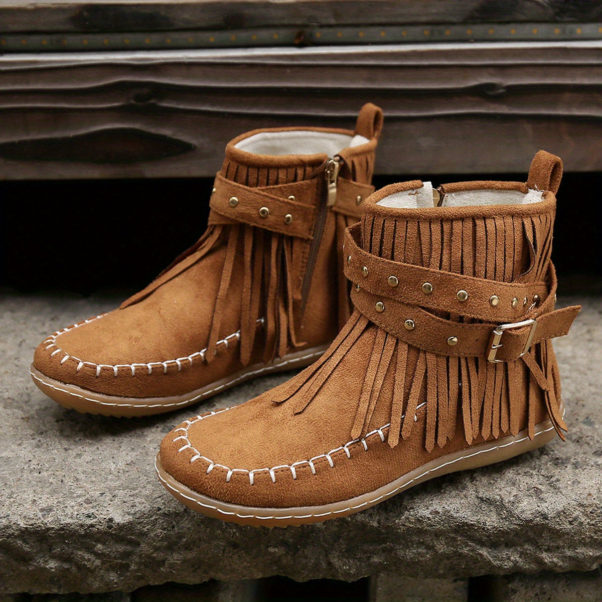 Ottilie | Fringed Western Ankle Boots