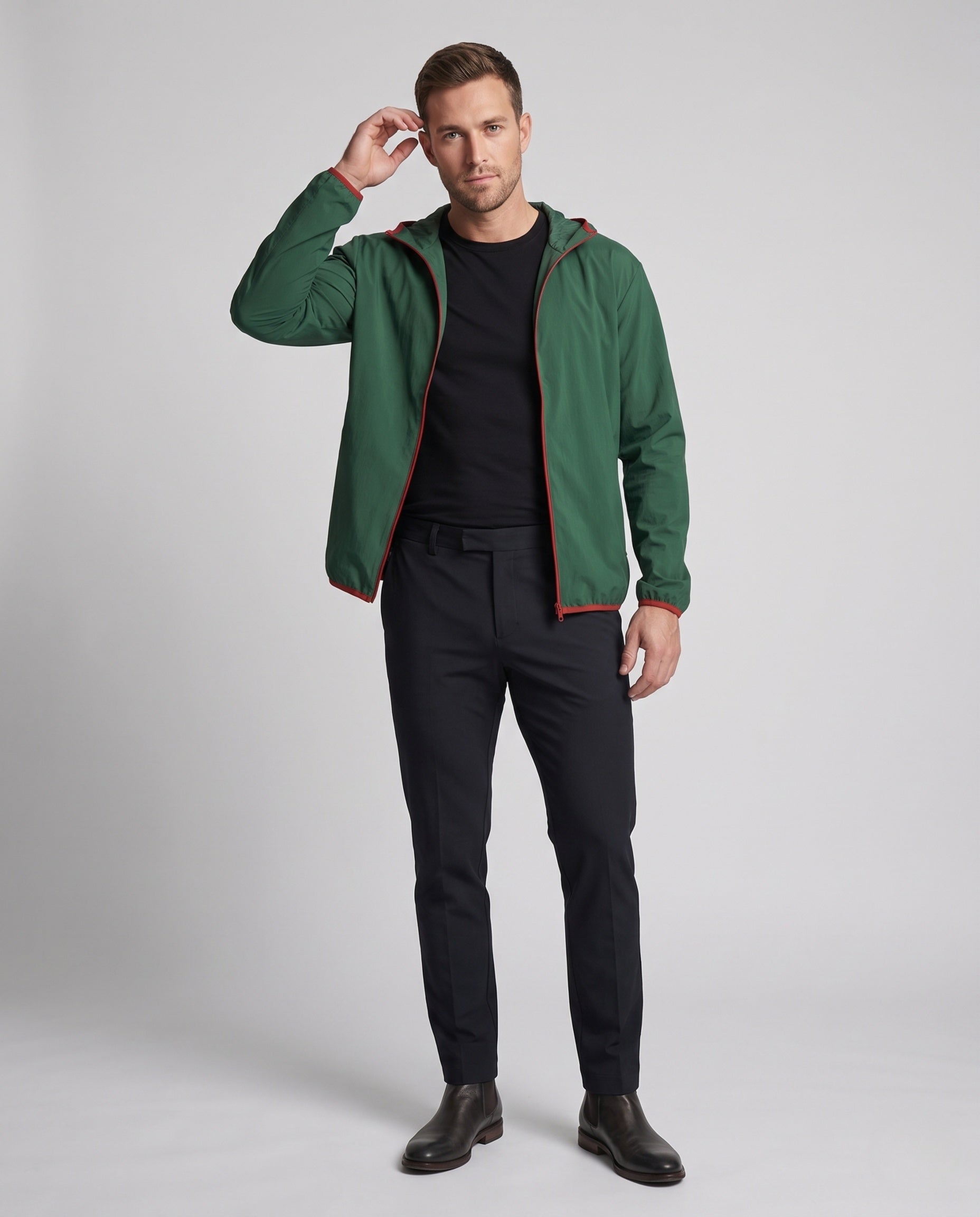 Owen packable hiking hooded jacket - front view
