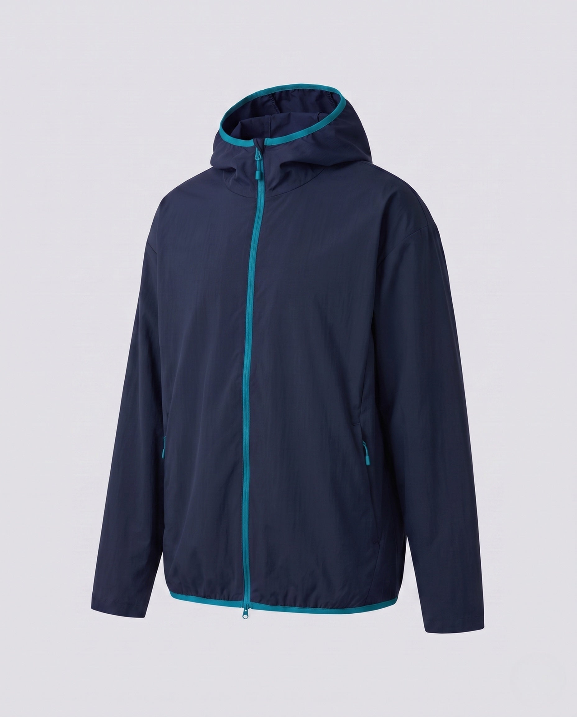 Owen packable hiking hooded jacket - color Water Blue