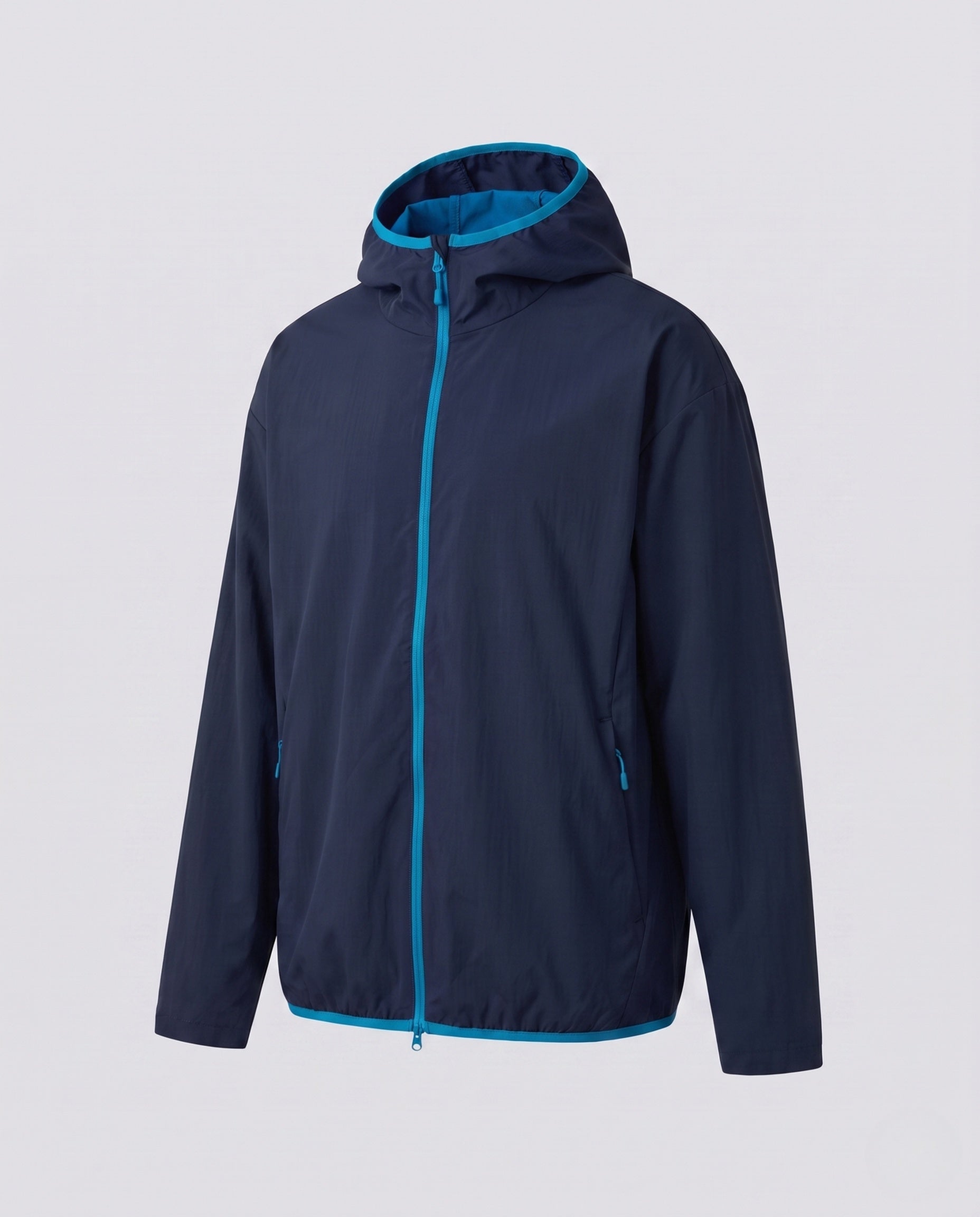 Owen packable hiking hooded jacket - color Indigo Blue