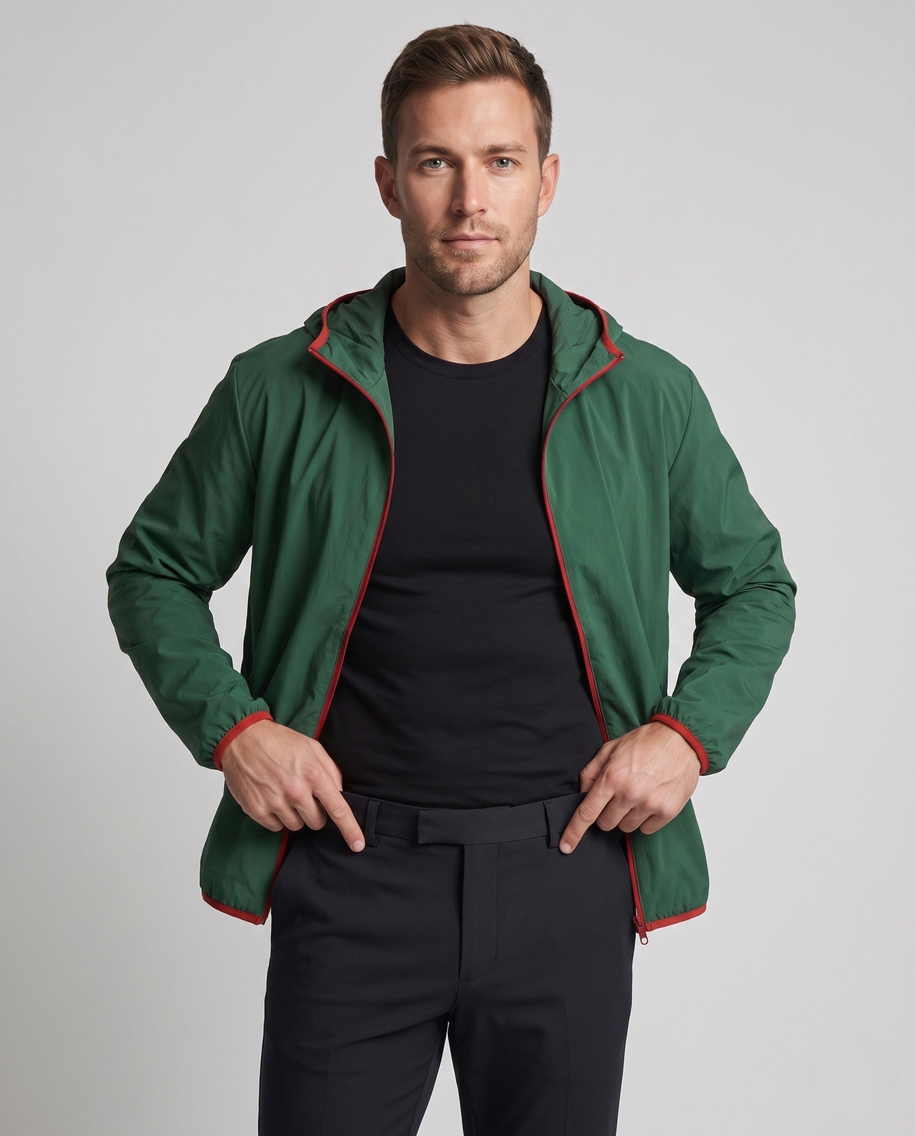 Owen packable hiking hooded jacket - upper body detail