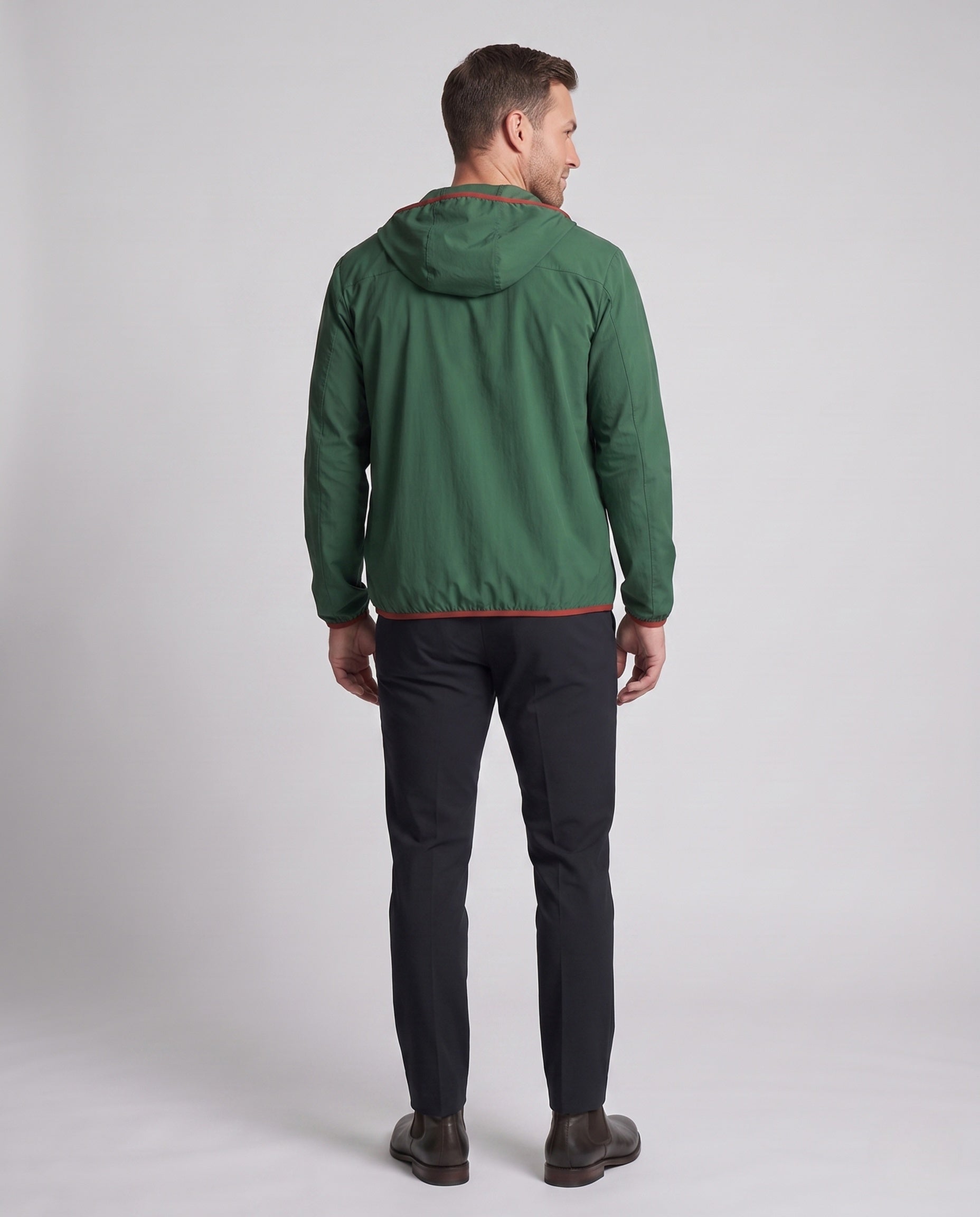 Owen packable hiking hooded jacket - back view