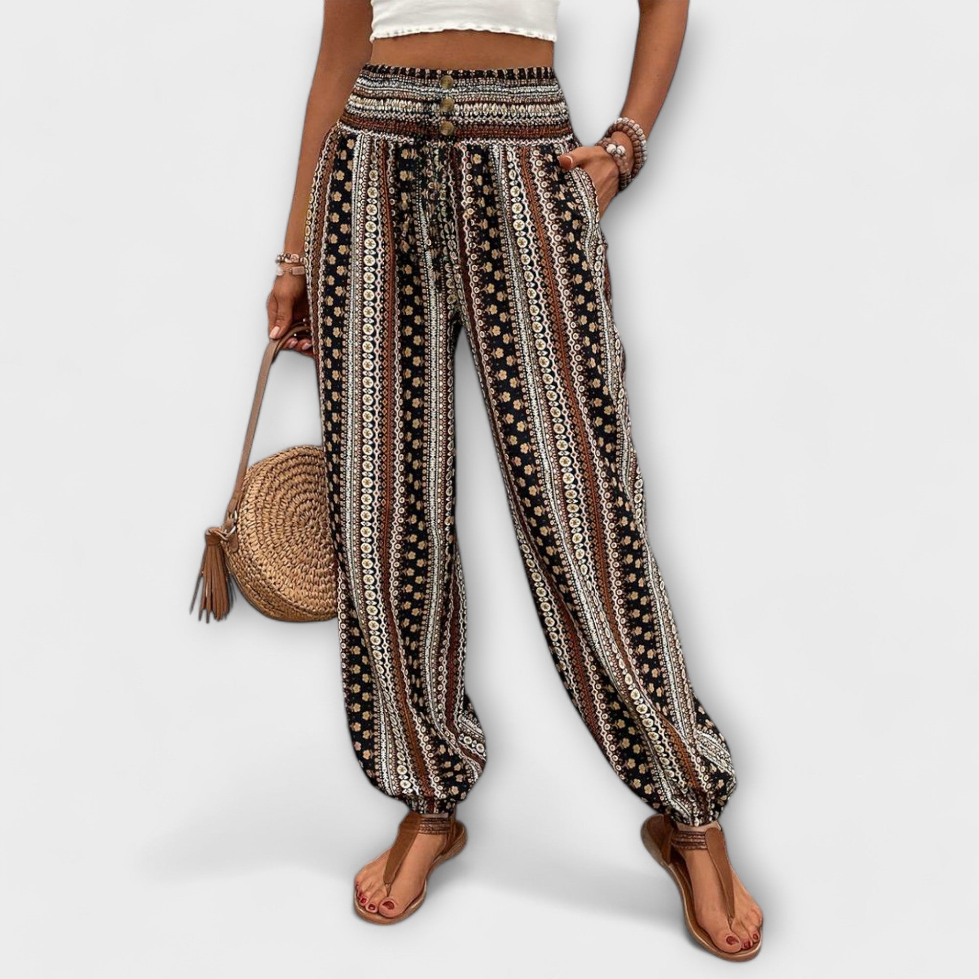 Paloma printed straight leg pants - front view