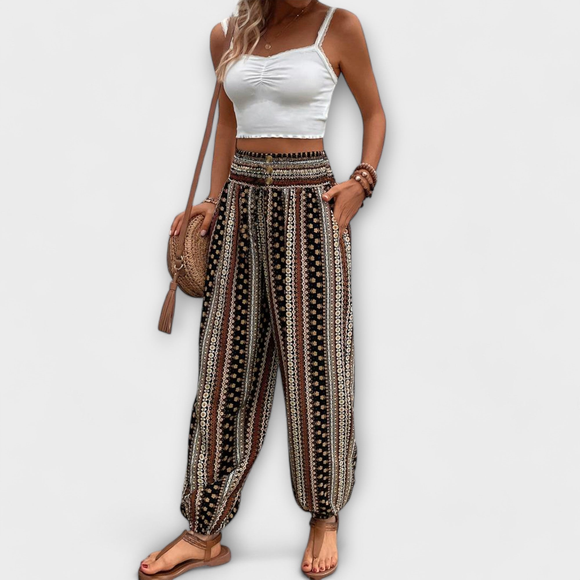 Paloma printed straight leg pants - back view