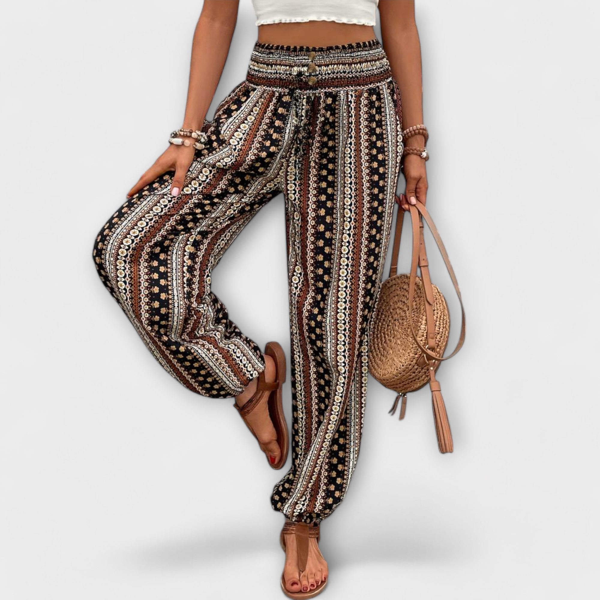 Paloma printed straight leg pants - waistband detail