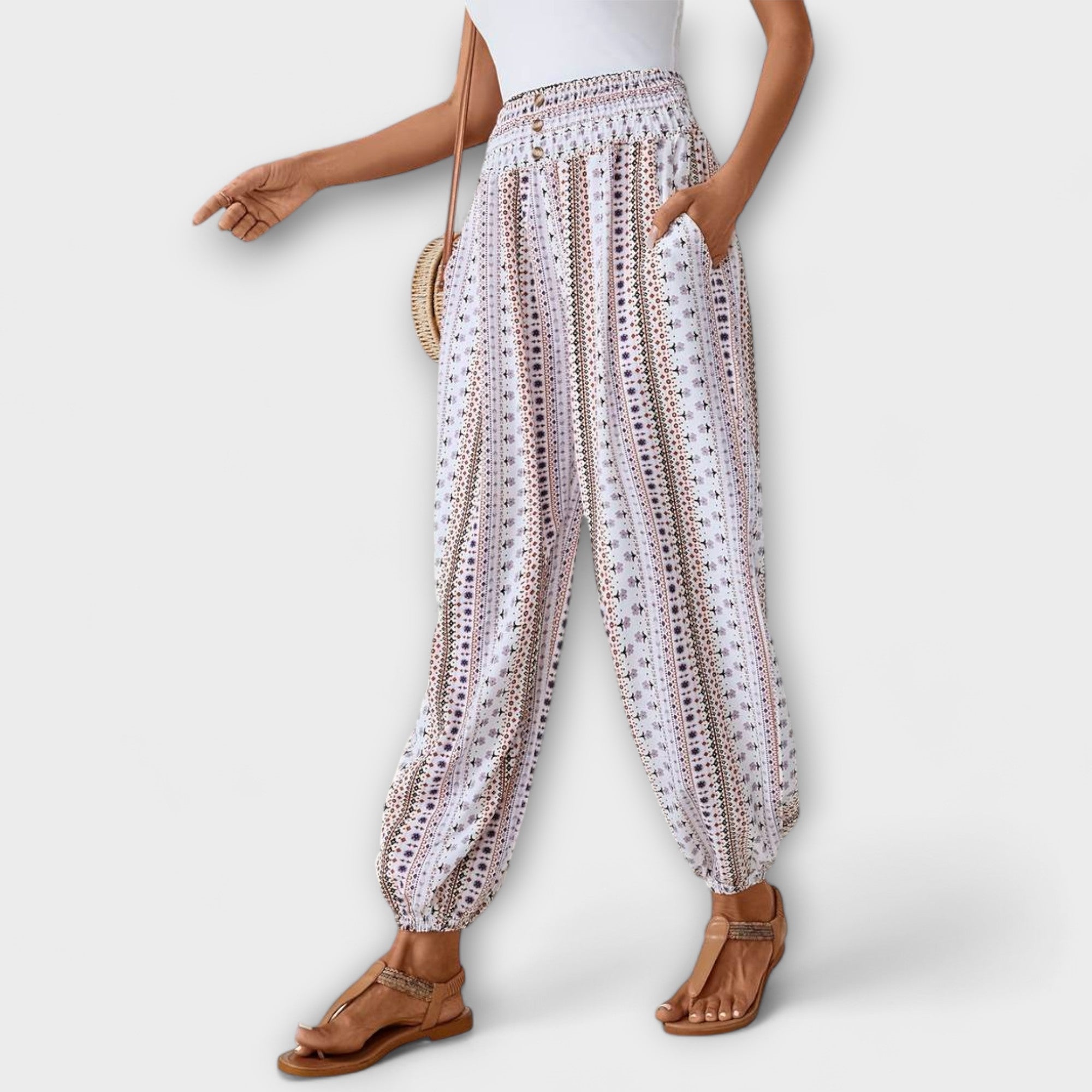 Paloma printed straight leg pants - styled outfit