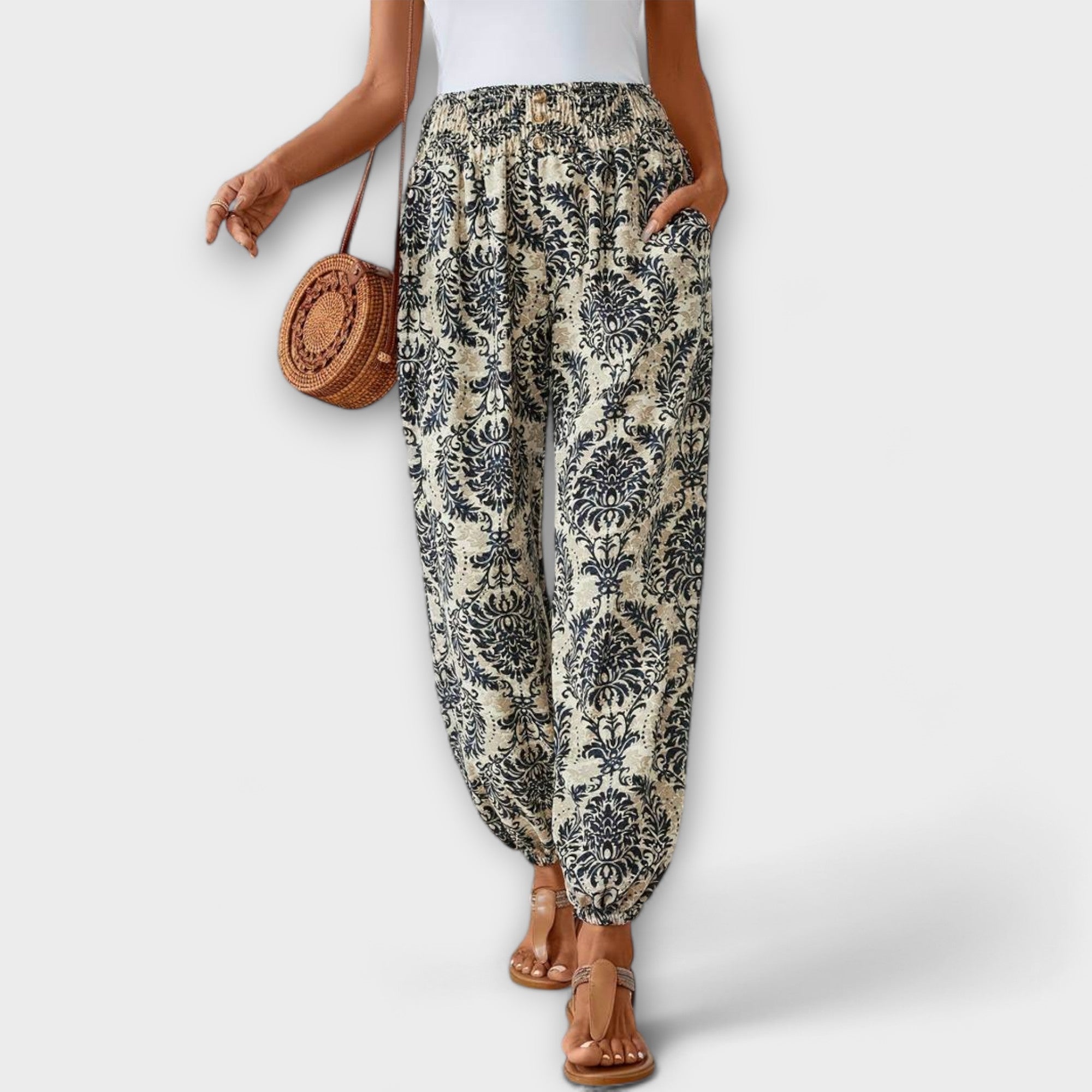 Paloma printed straight leg pants - color White