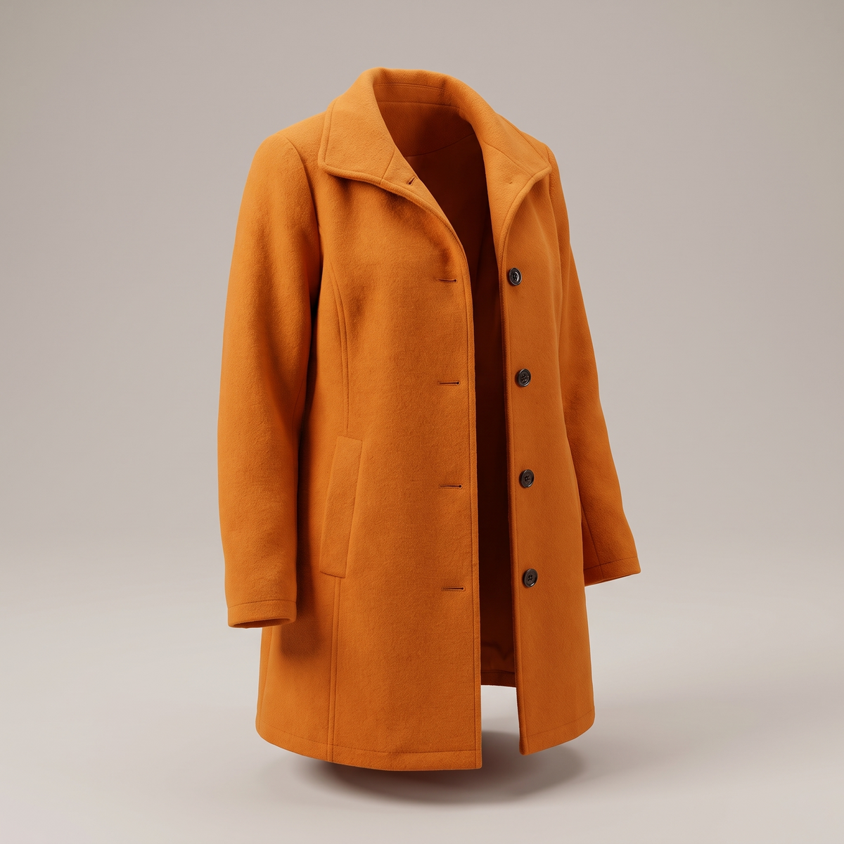 Pandora classic straight-cut button coat, orange