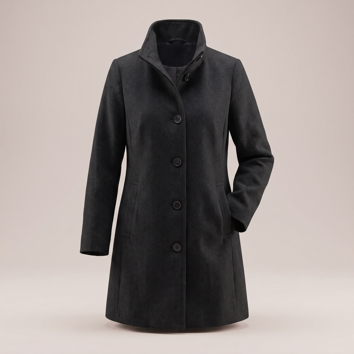 Pandora classic straight-cut button coat, black