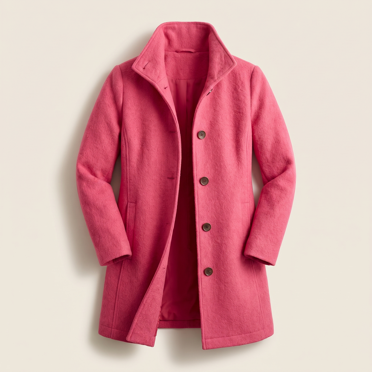Pandora classic straight-cut button coat, pink