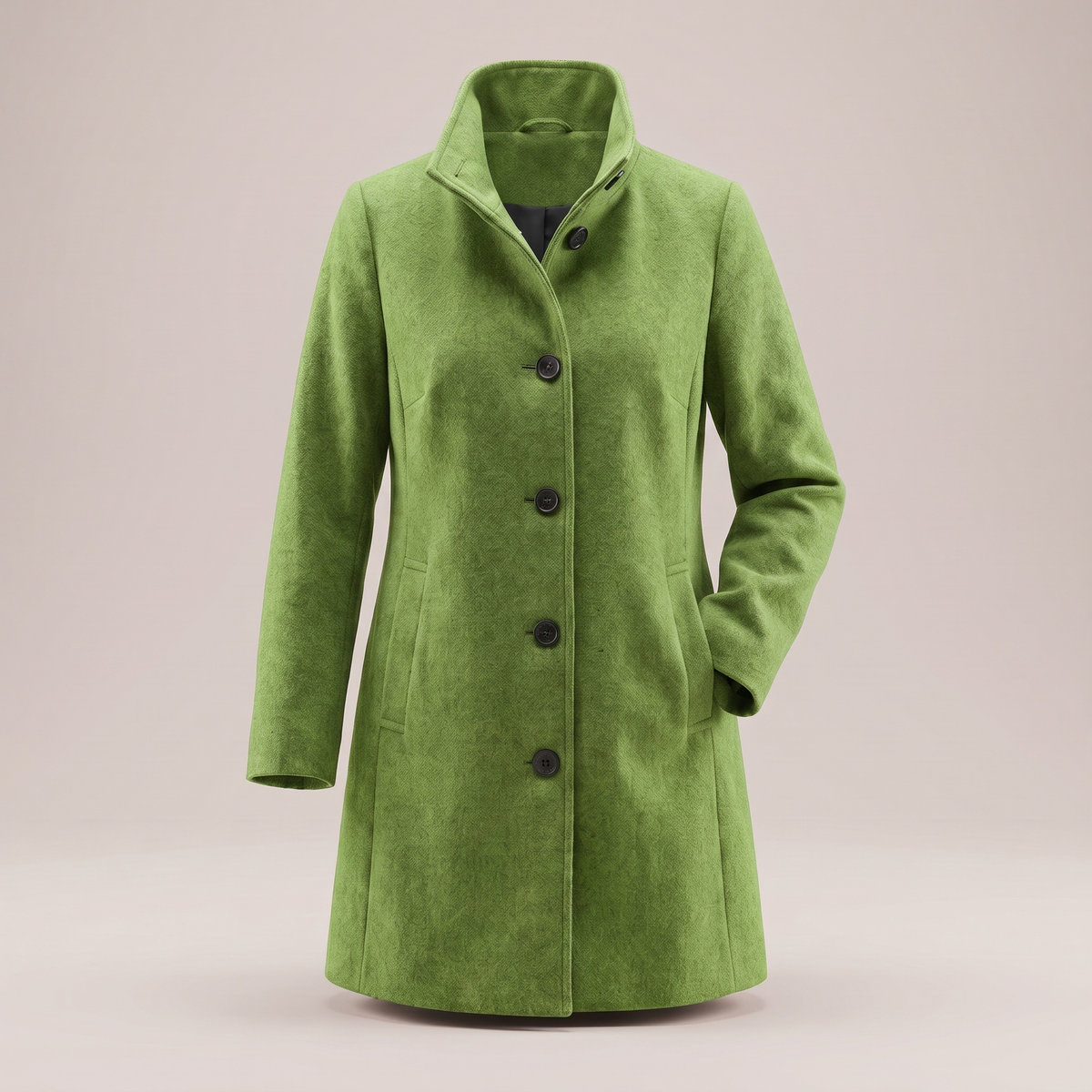 Pandora classic straight-cut button coat, light green