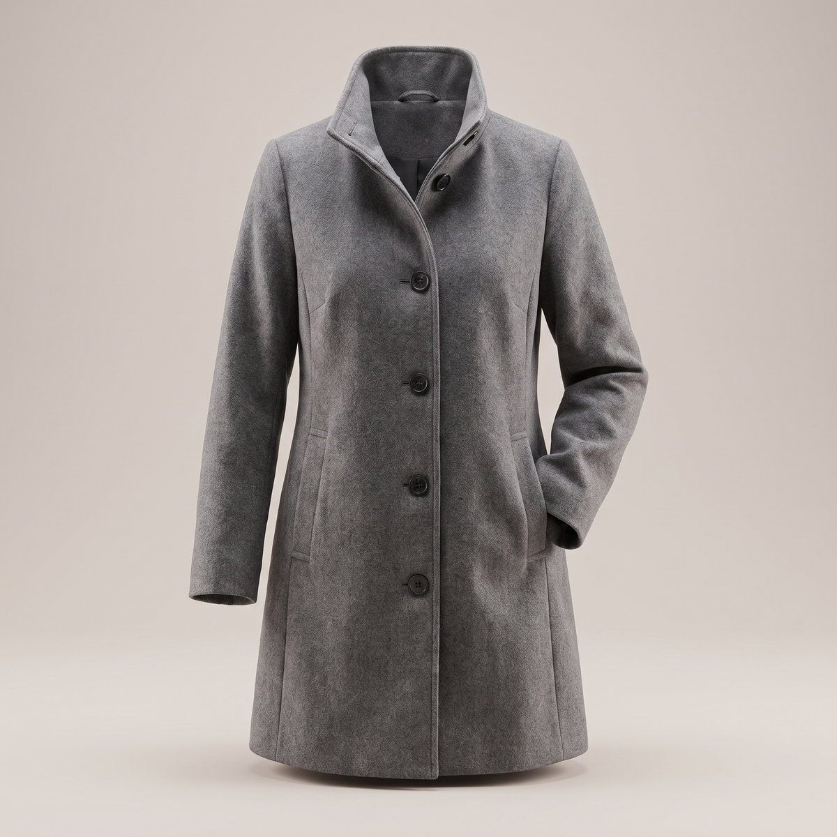 Pandora classic straight-cut button coat, gray