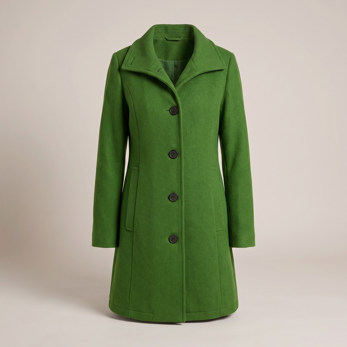 Pandora classic straight-cut button coat, green