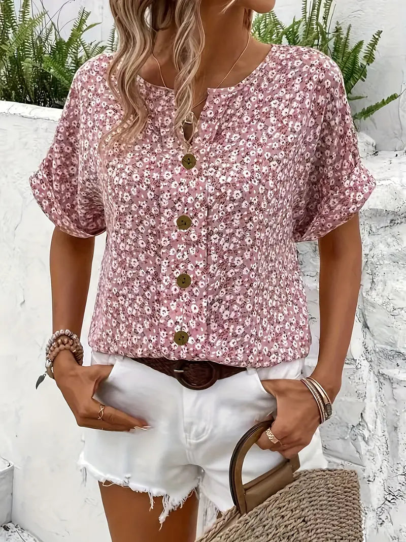 Patricia | Relaxed Floral Button-Up Blouse