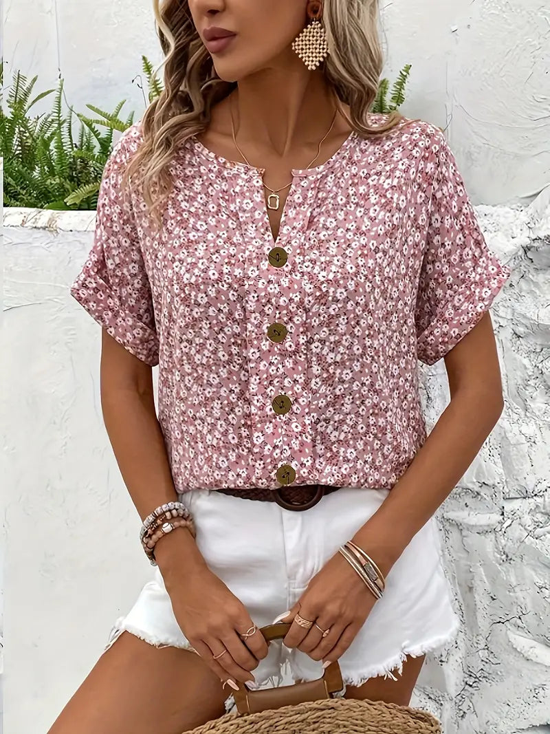 Patricia | Relaxed Floral Button-Up Blouse