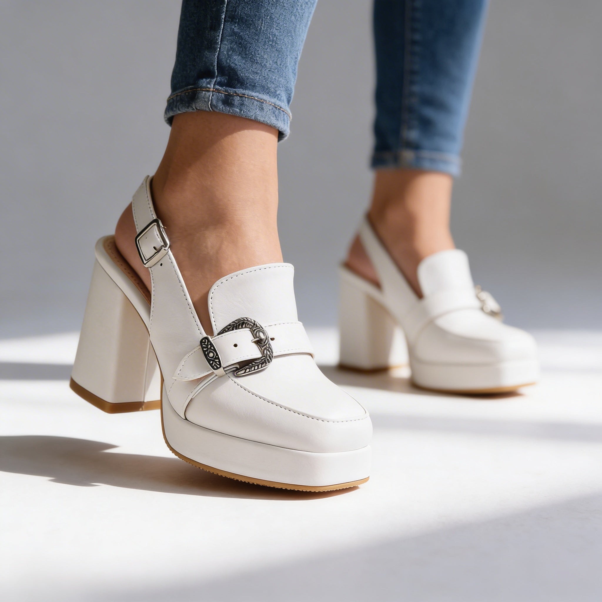 Payton | Buckle Slingback Platform Heels
