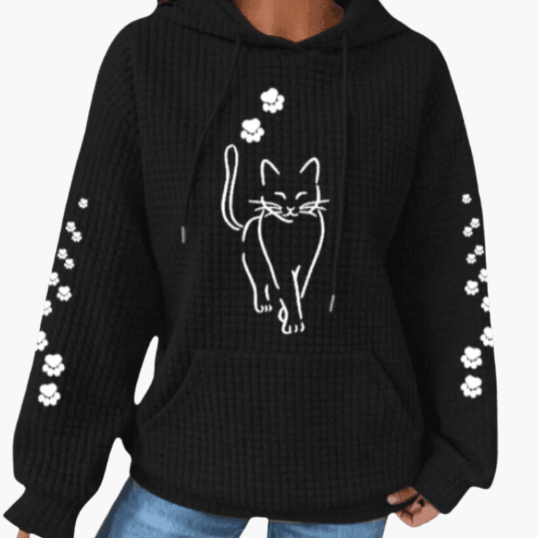 Penelope animal print waffle knit hoodie - styled outfit
