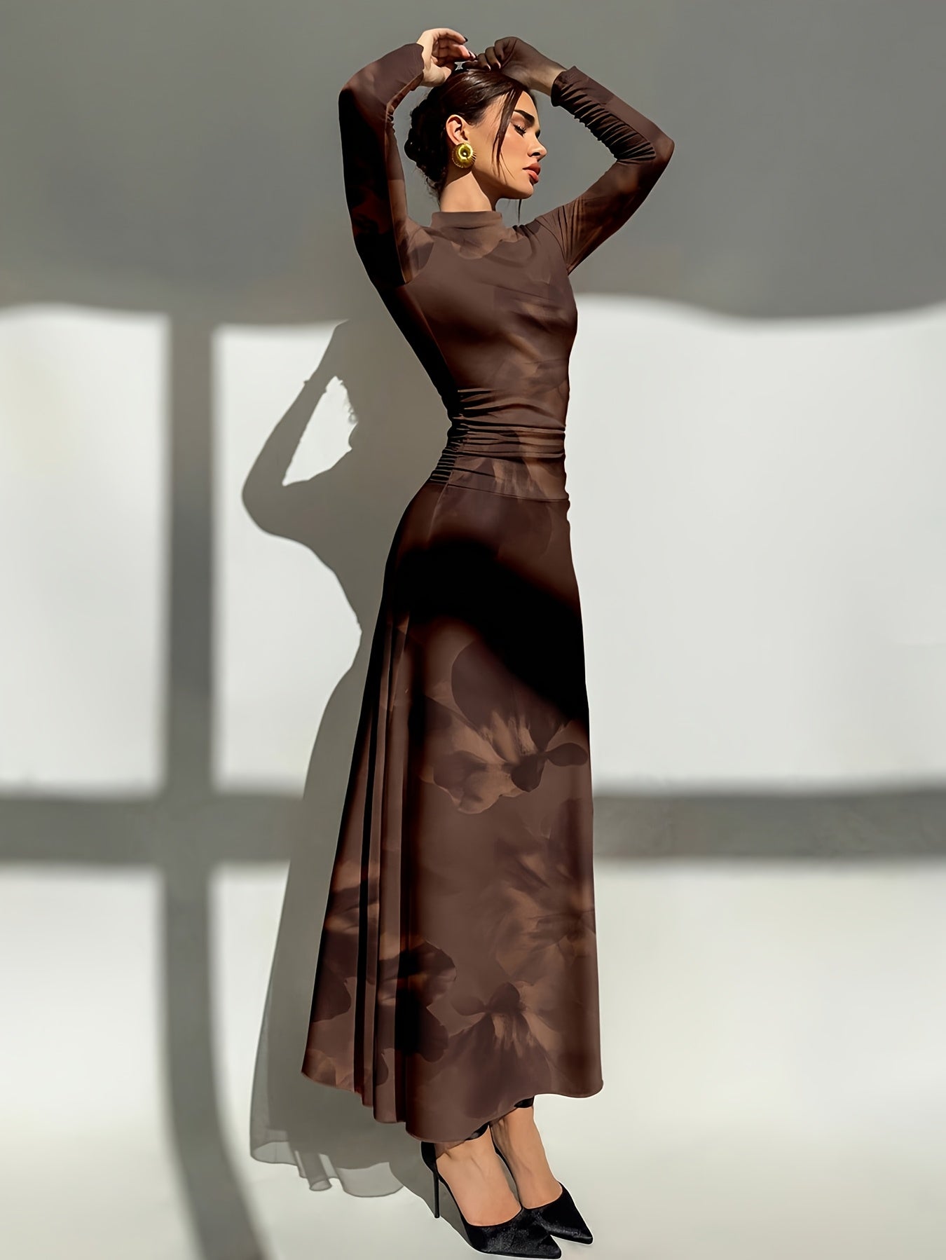 Persephone fall floral maxi dress - side view