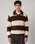 Peter striped knitted polo sweater - front view