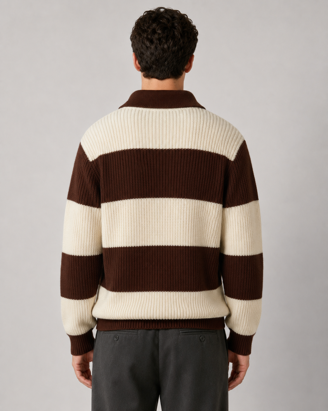 Peter striped knitted polo sweater - side view
