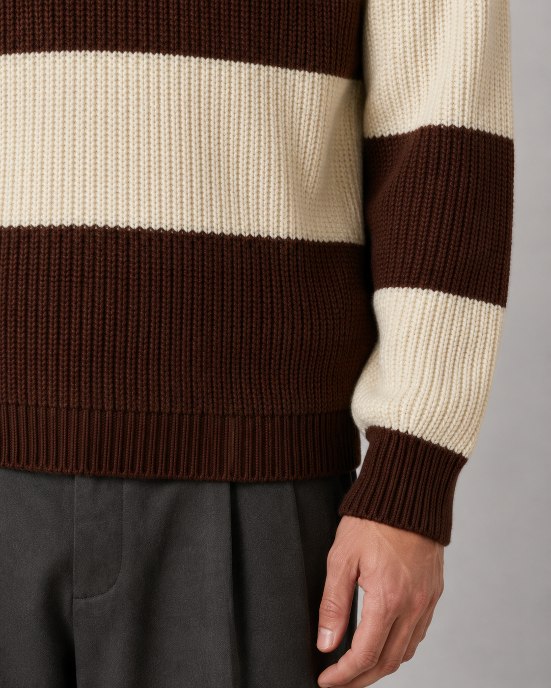 Peter striped knitted polo sweater - styled outfit