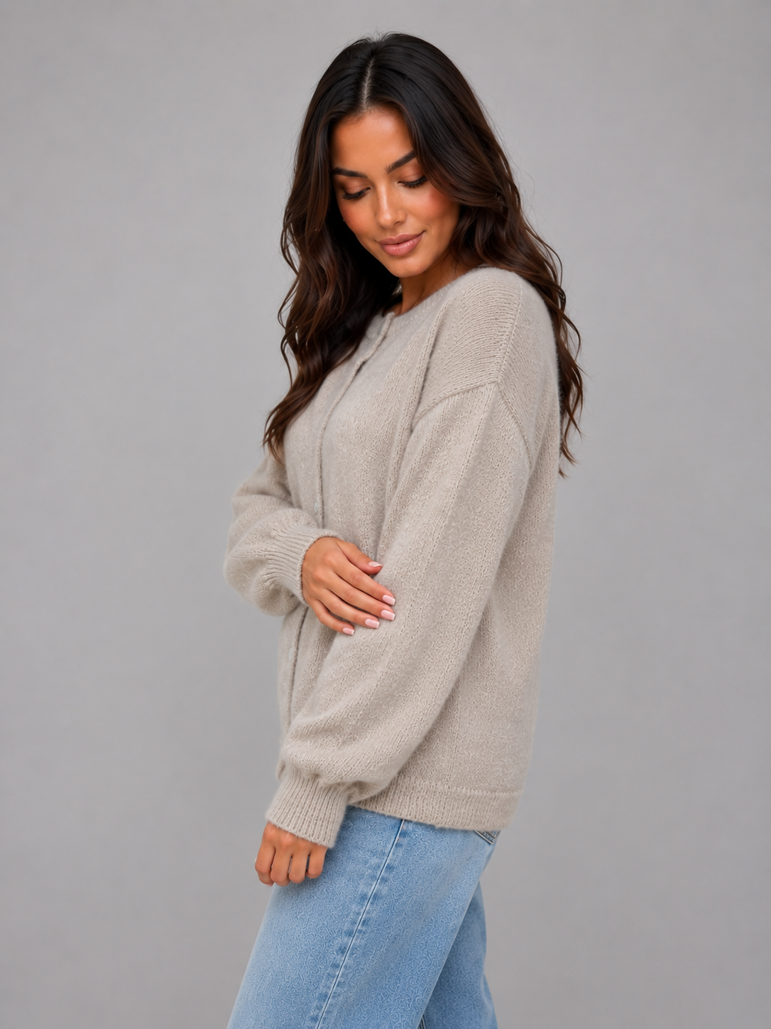 Petra soft knit cardigan - styled outfit